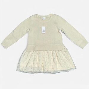 GAP Cream Long Sleeve Casual Dress for Kids